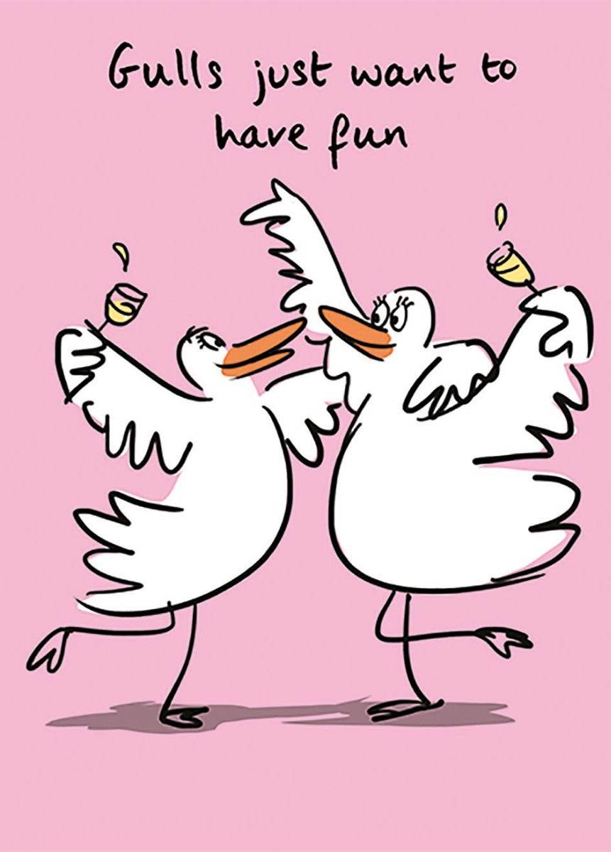 Gulls Have Fun Greetings Card - House of Cards
