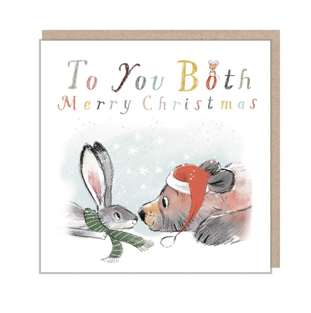 Bear and Hare To You Both Merry Christmas Card - House of Cards