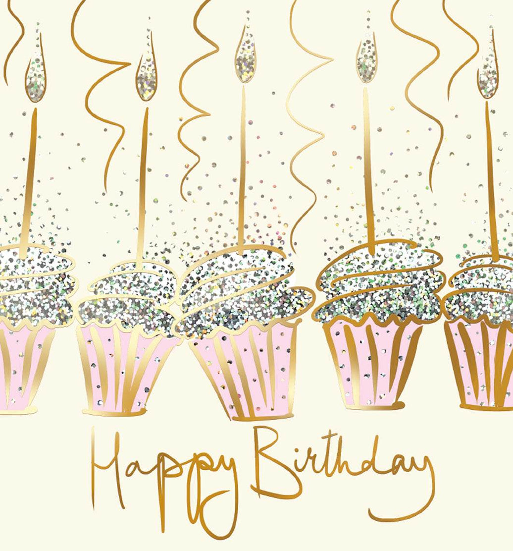Sparkly Cupcakes Happy Birthday Card - House of Cards