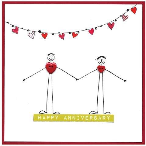 Button Up Stick Man Anniversary Card - House of Cards