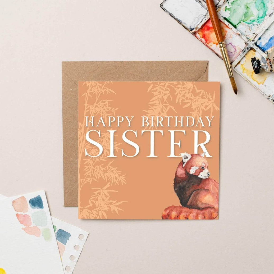 Sister Red Panda Birthday Card - House of Cards