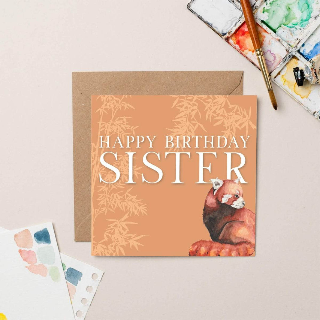Sister Red Panda Birthday Card - House of Cards