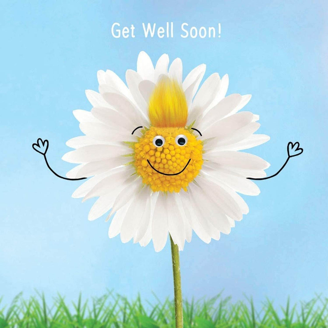 Fluff SmiDaisy Goggly Eyes Get Well Soon Card