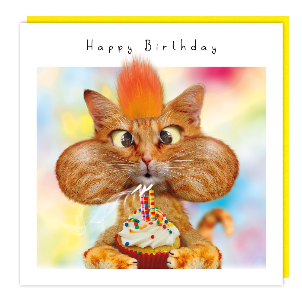 Fluff Cupcake Cat Happy Birthday Card