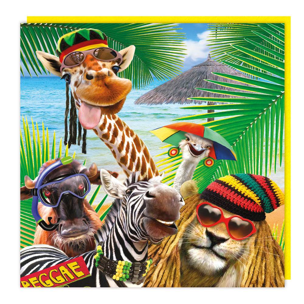 3D Lenticular Animal Beach Party Birthday Card - House of Cards