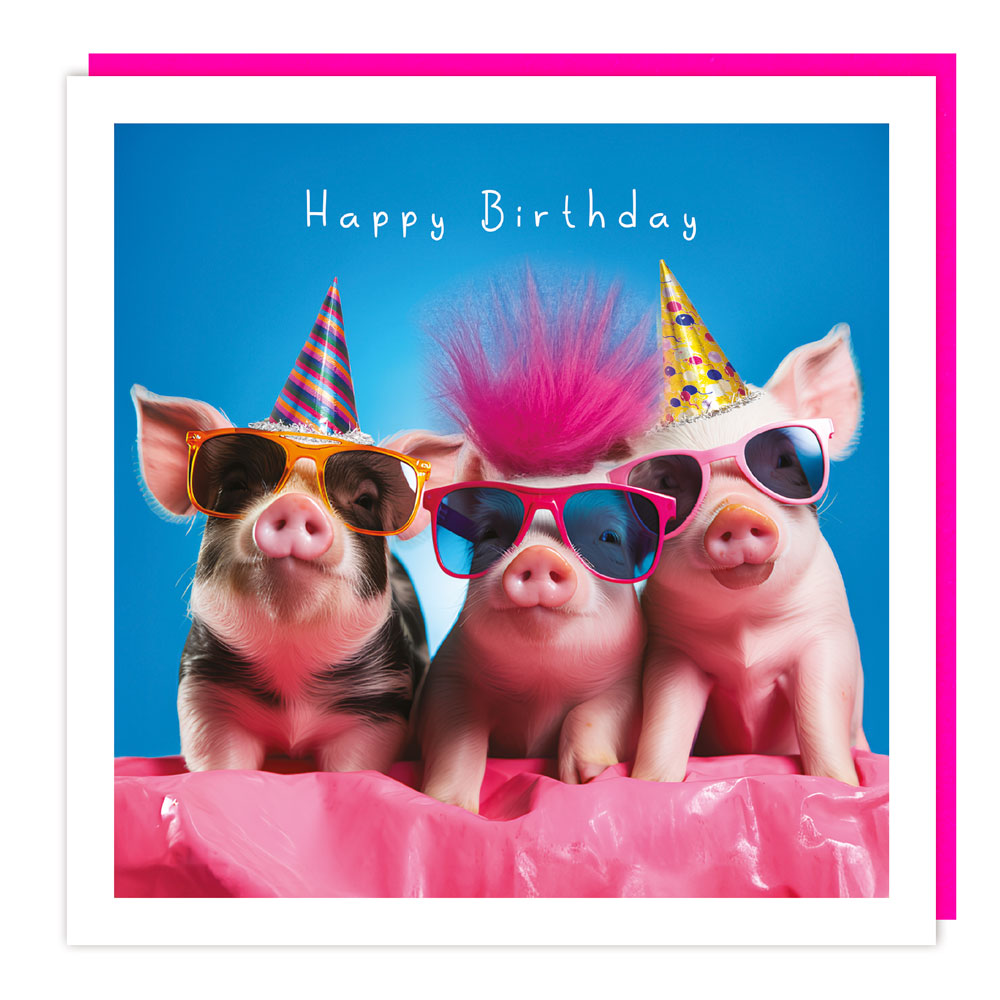 Fluff Pigs Cool Birthday Card