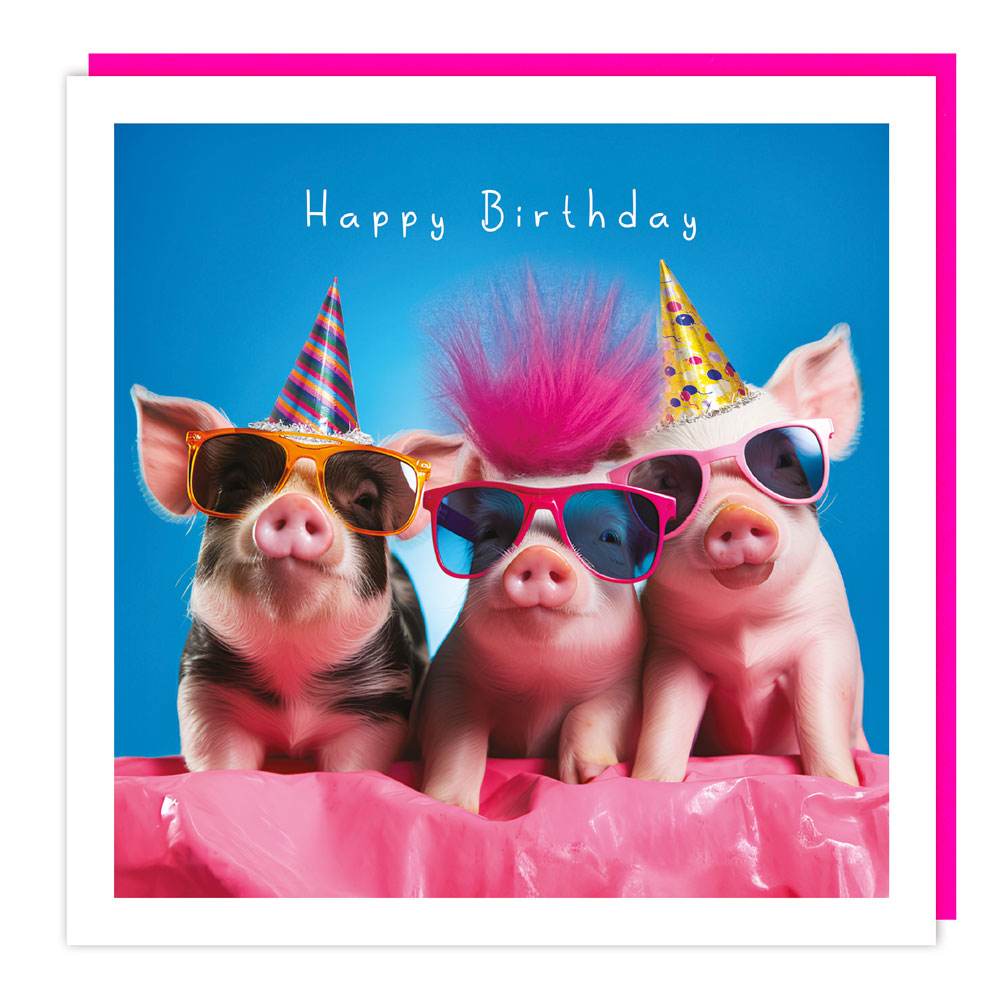 Fluff Pigs Cool Birthday Card - House of Cards
