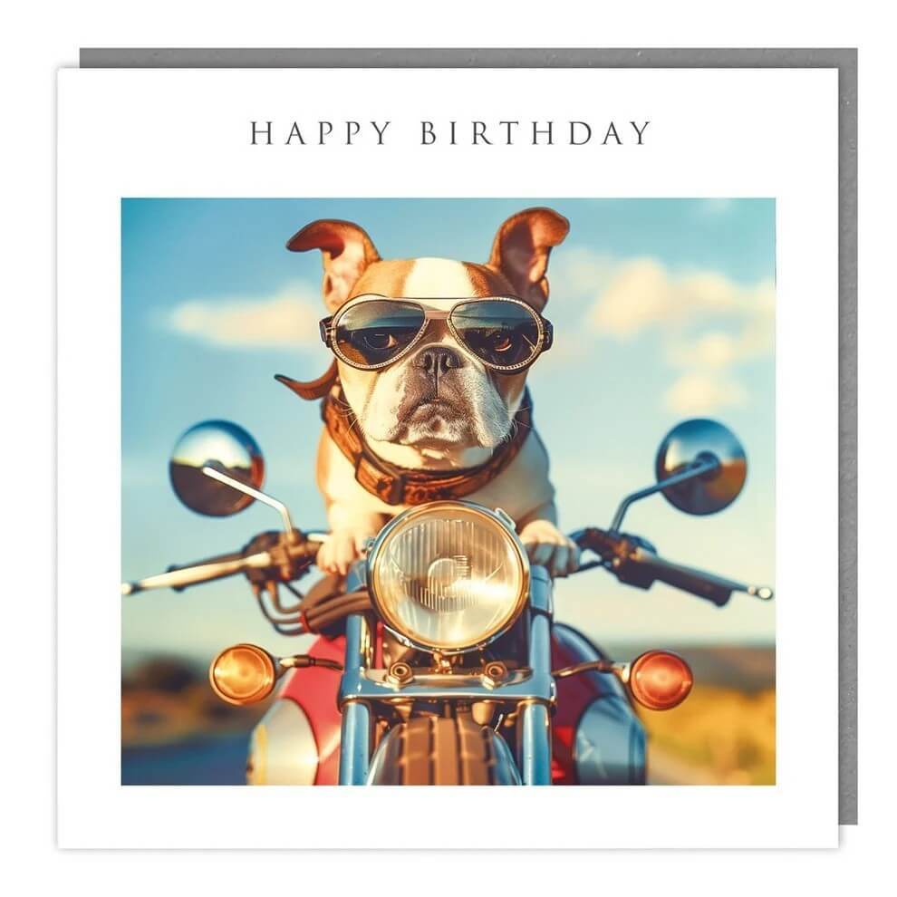 Dog on Bike Birthday Card - House of Cards