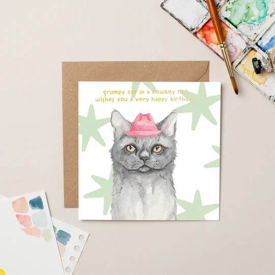 Grumpy Cat Birthday Card - House of Cards
