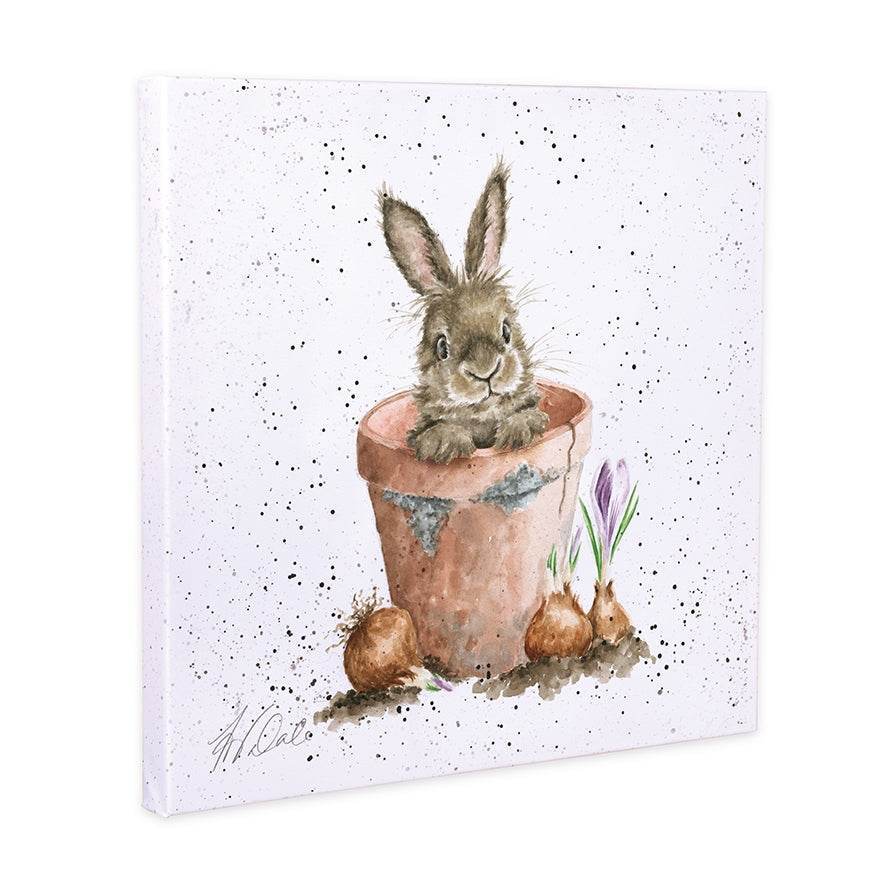 Bunny in Flower Pot Canvas by - House of Cards