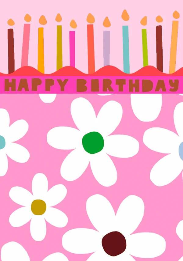 Happy Birthday Candles Pink Birthday Card - House of Cards