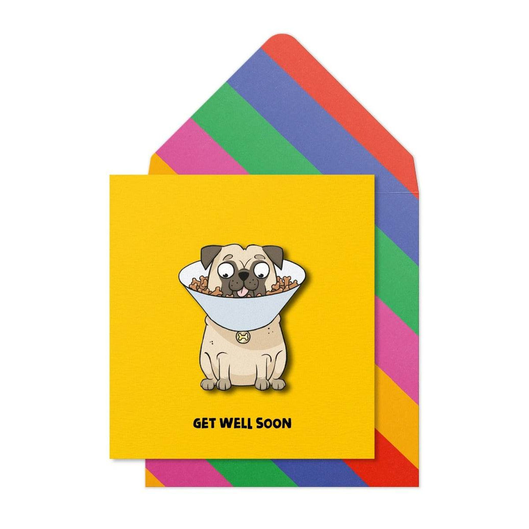 Get Well Soon Pug Greeting Card - House of Cards