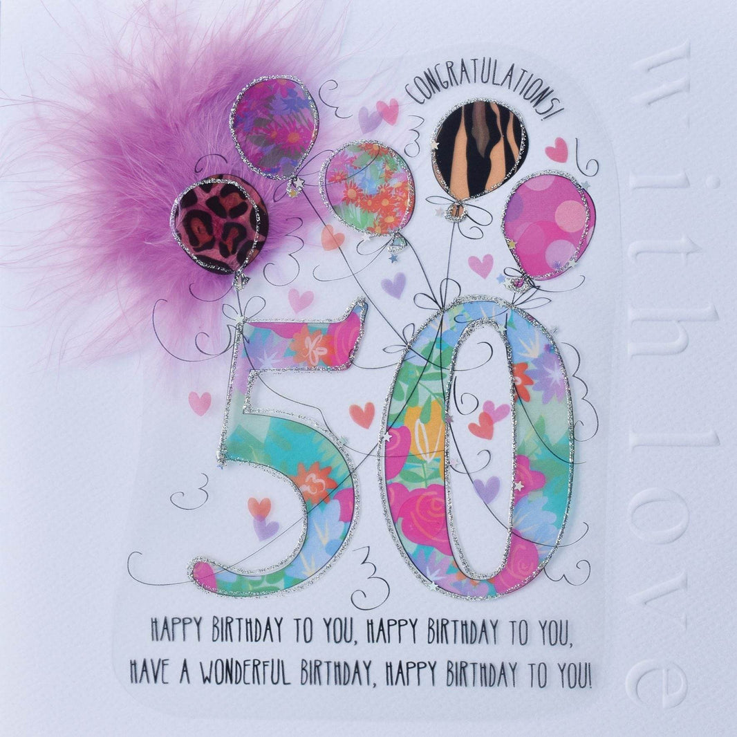 50th Handmade Birthday Card For Her - House of Cards