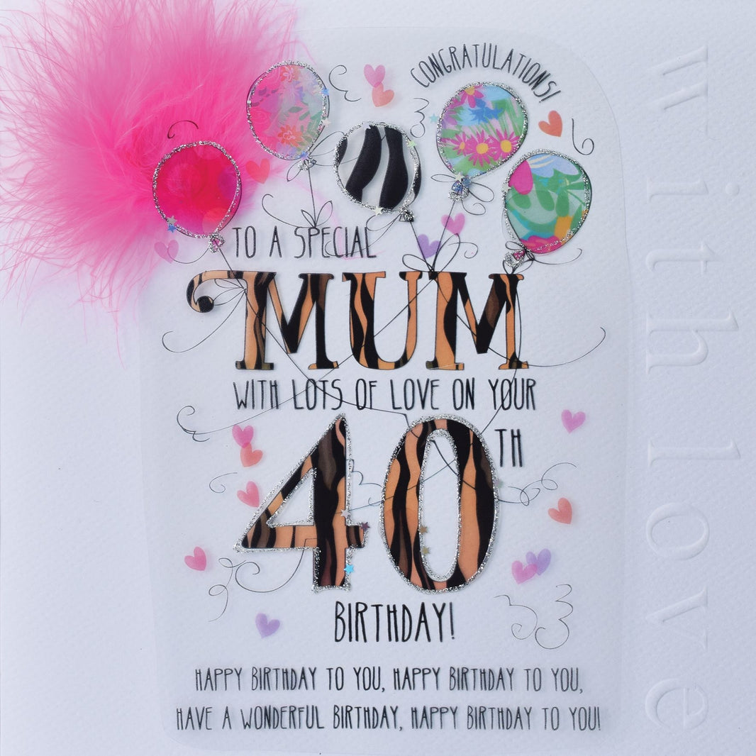 Mum 40th Handmade Birthday Card