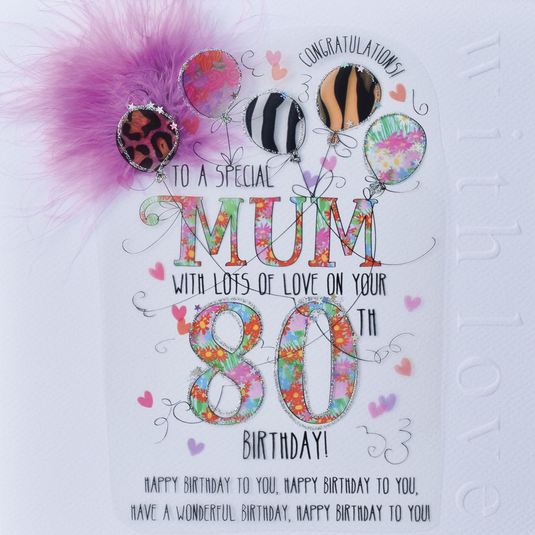 Mum 80th Handmade Birthday Card