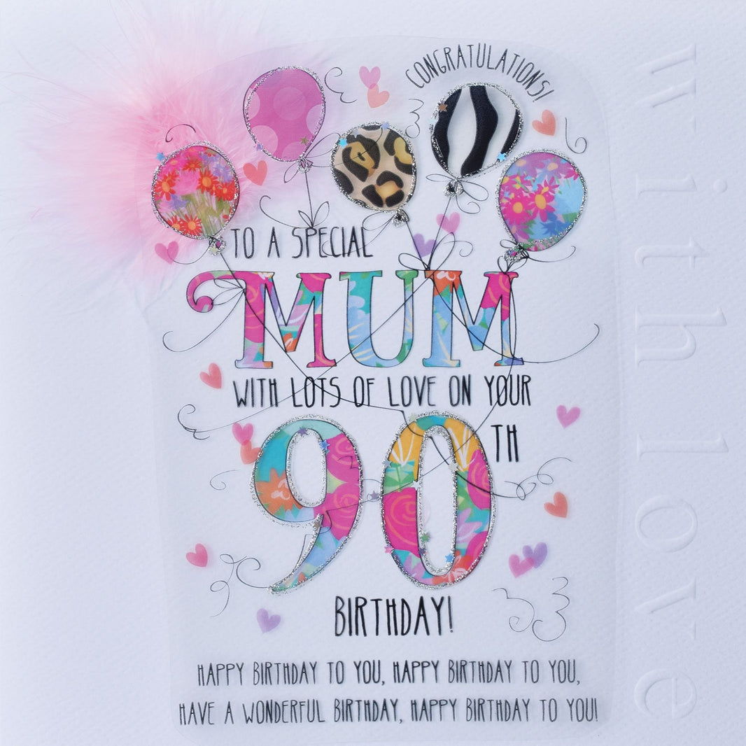 Mum 90th Handmade Birthday Card