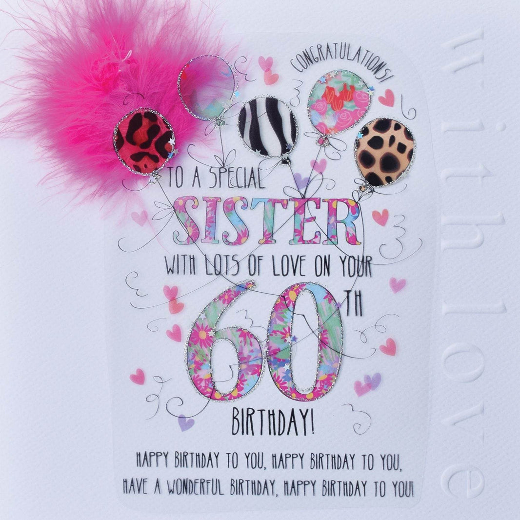 Sister 60th Handmade Birthday Card