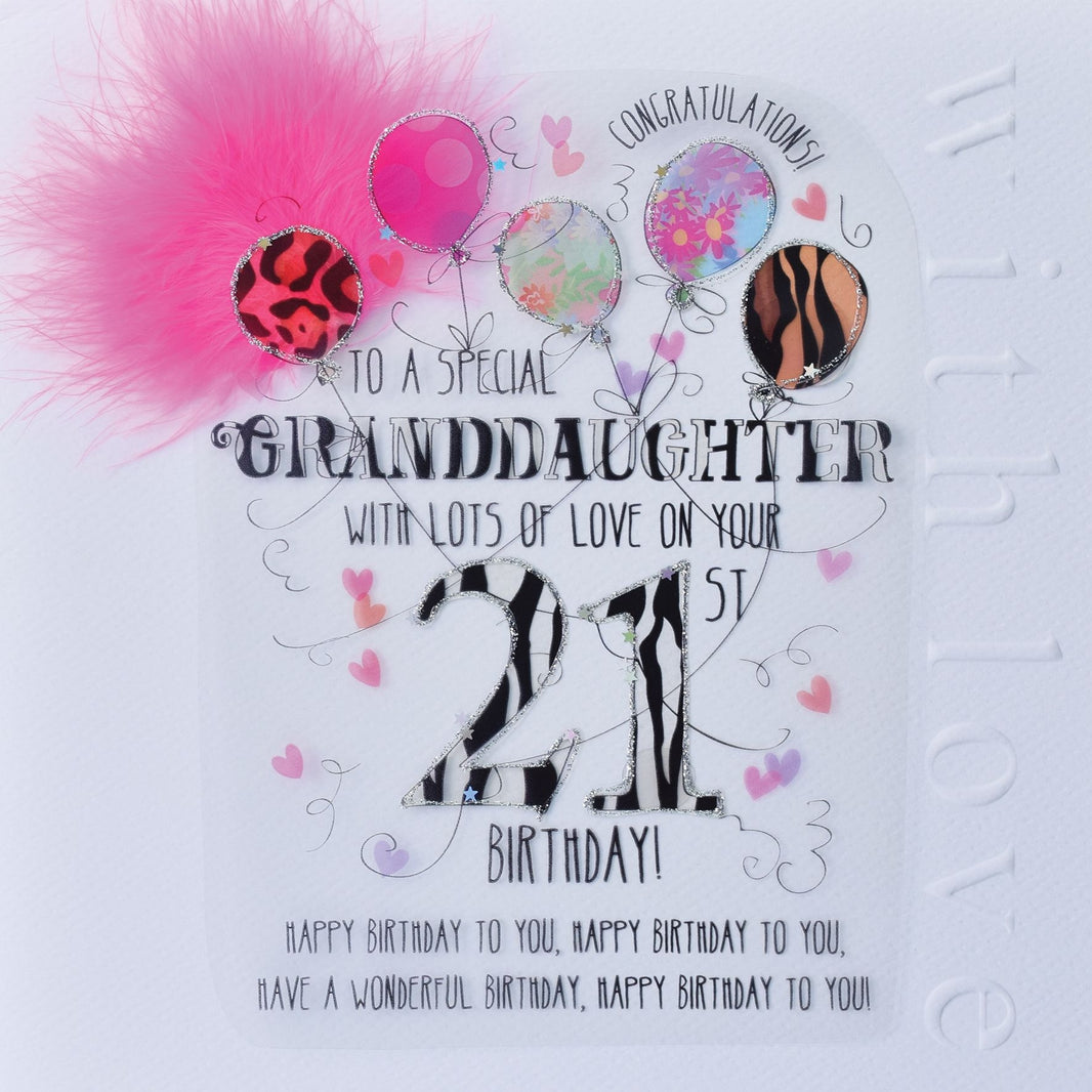 Granddaughter 21st Handmade Birthday Card