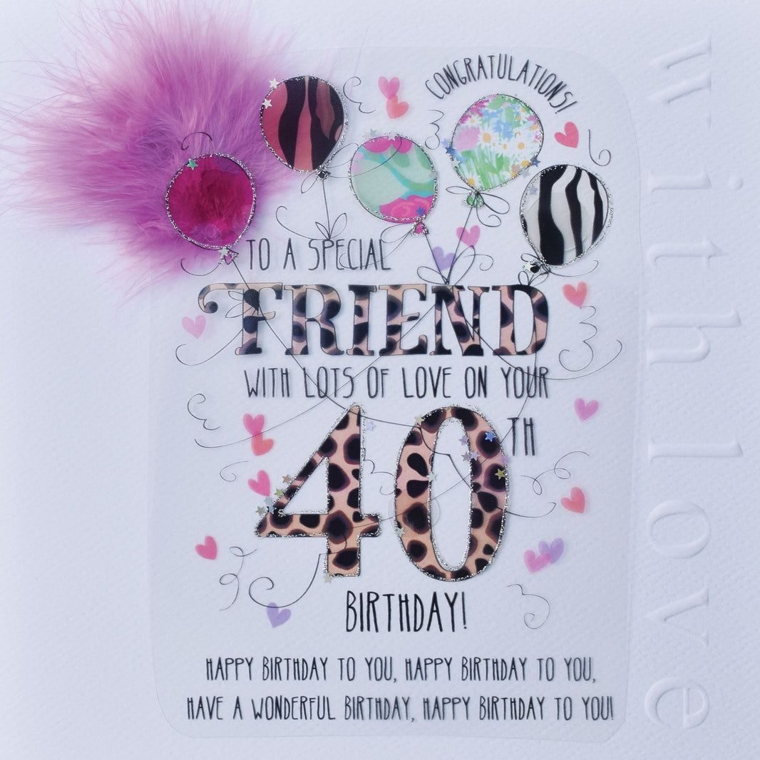 Friend 40th Handmade Birthday Card