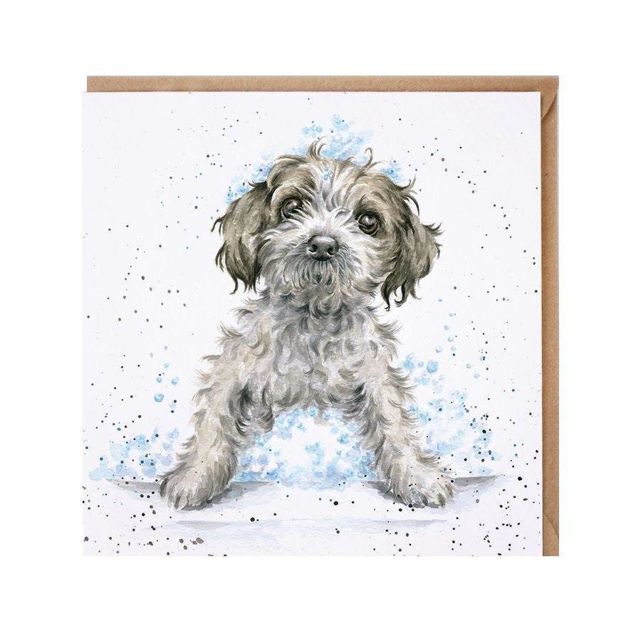 Bubbles and Bark Dog Greeting Card - House of Cards