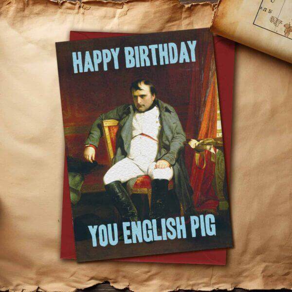 English Pig Birthday Card - House of Cards