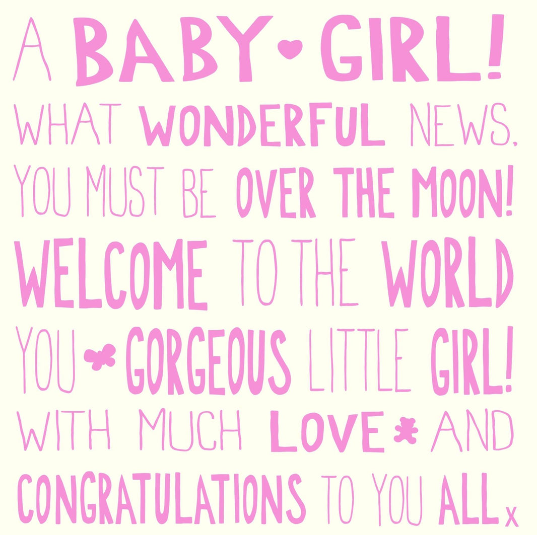 Ella Bella Rose New Baby Girl Card - House of Cards