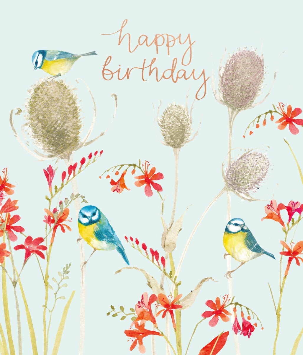 Bluetits Happy Birthday Card - House of Cards