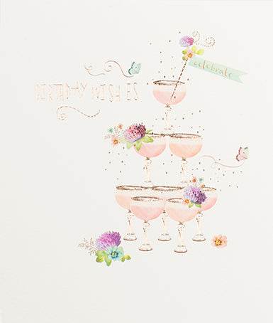 Champagne Wishes Birthday Card - House of Cards