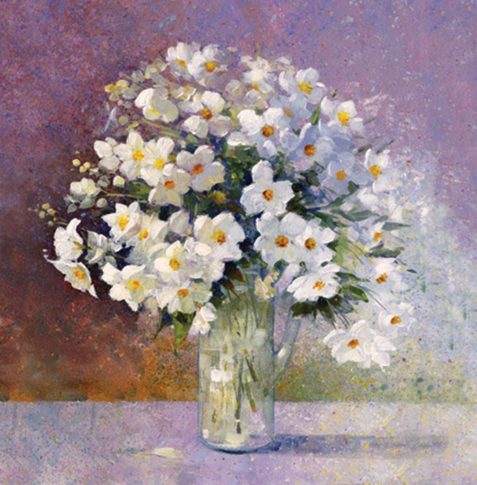 White Flower Jug Easter Cards - House of Cards