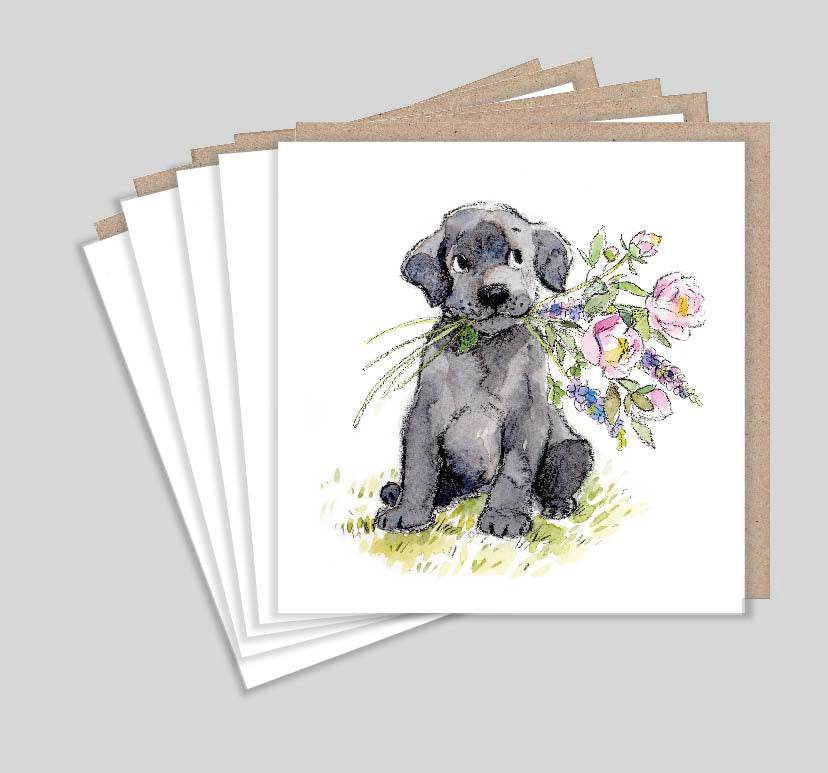 Black Labrador Puppy Notelets - House of Cards