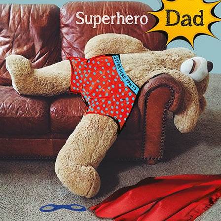 Teddy Bear Superhero Dad Fathers Day Card - House of Cards