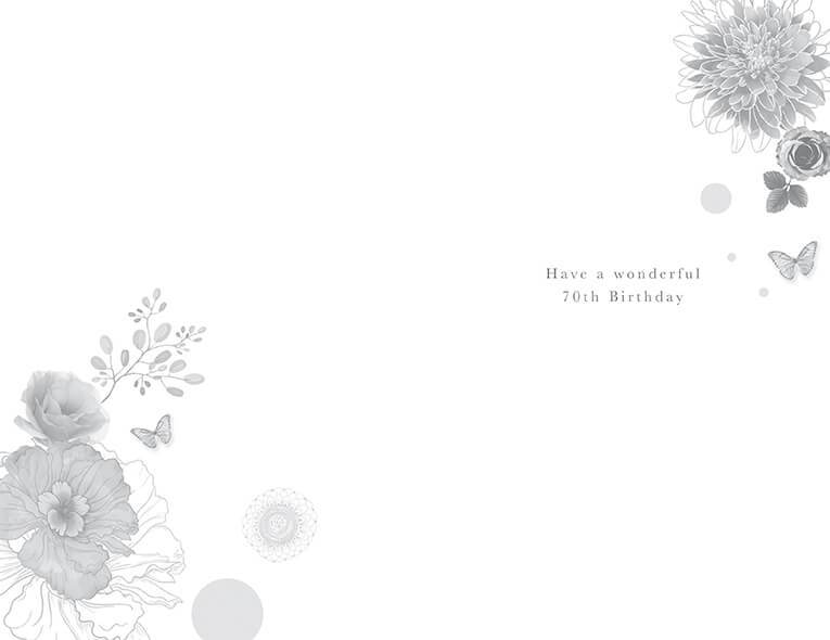 Illustrated 70th Floral Birthday Card - House of Cards