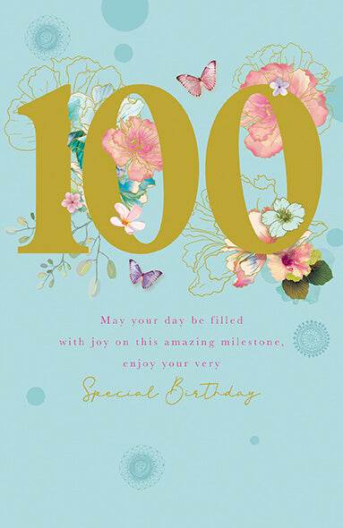 100th Floral Birthday Card - House of Cards