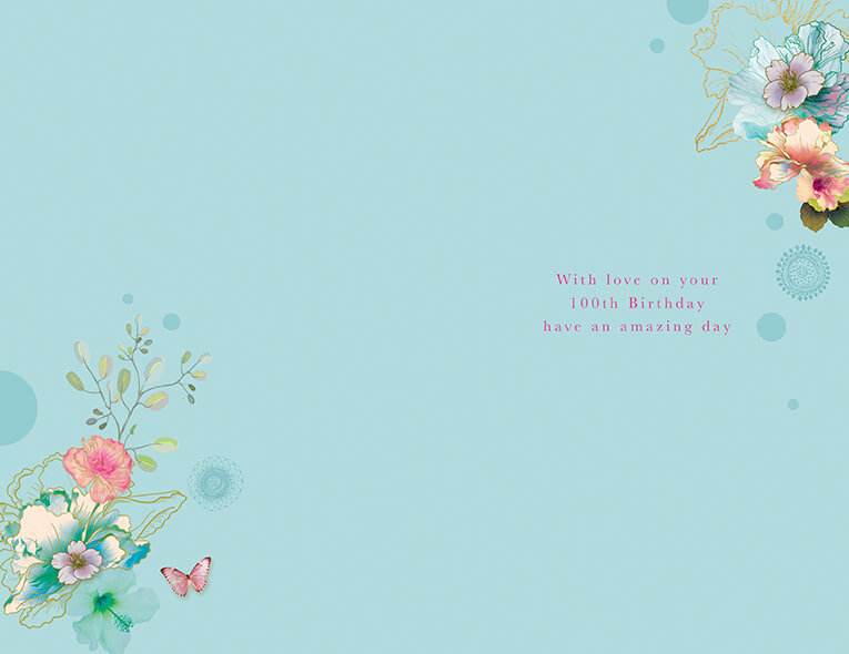 100th Floral Birthday Card - House of Cards