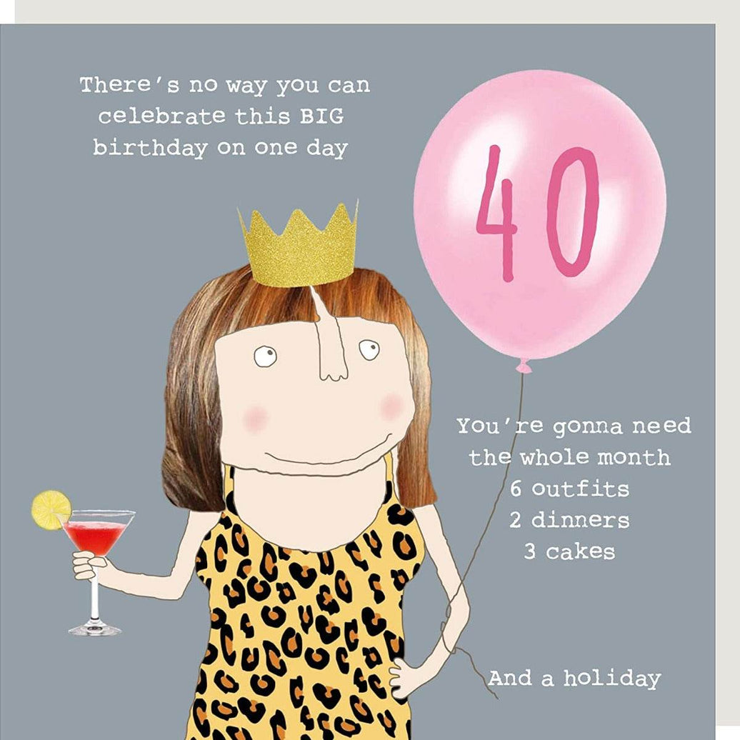 6 Outfits 2 Dinners 3 Cakes 40th Birthday Card - House of Cards