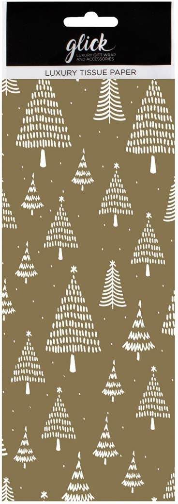 Luxury Gold with White Trees Tissue Paper