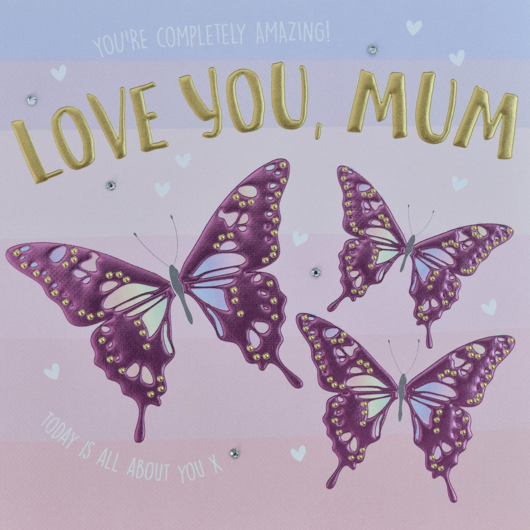 Purple Butterflies Mothers Day Card - House of Cards