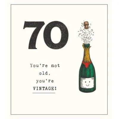 Vintage Champagne 70th Birthday Card - House of Cards