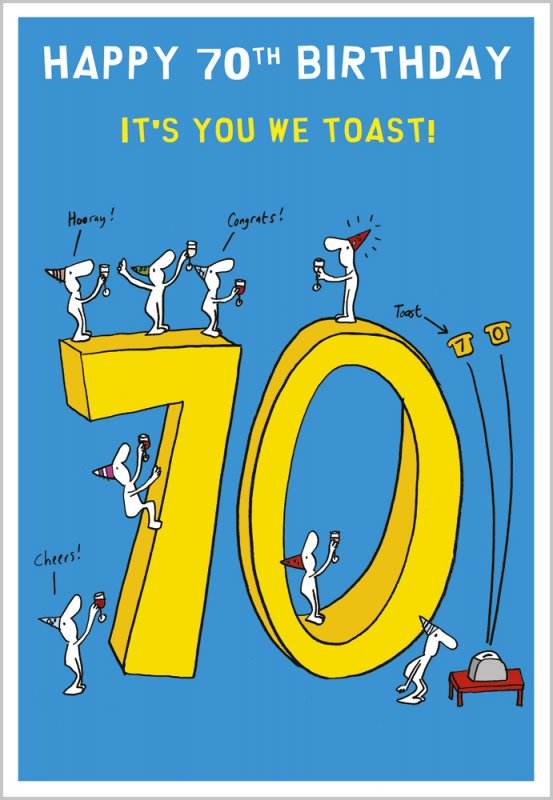 Funny Illustrated 70th Birthday Card - House of Cards