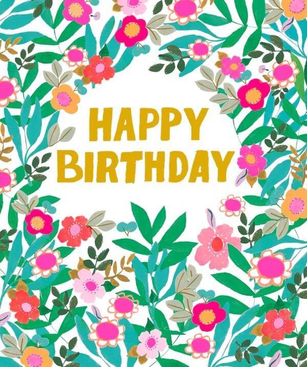 Floral Happy Birthday Card - House of Cards