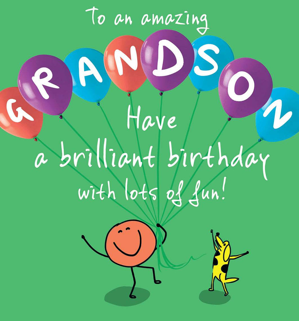 Ballooning Grandson Birthday Card - House of Cards