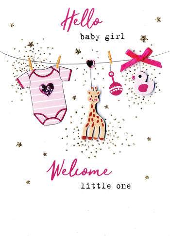 Irresistible Hello Baby Girl Greeting Card - House of Cards