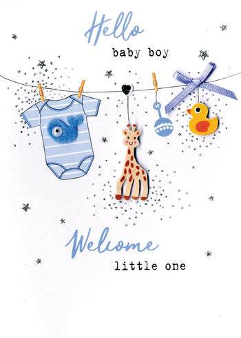 Irresistible Hello Baby Boy Greeting Card - House of Cards