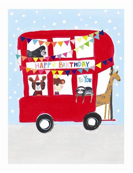 Zoo Party Bus Birthday Card - House of Cards