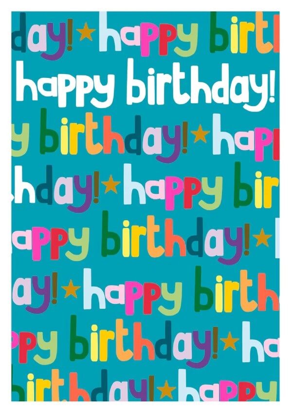 Blue Happy Birthday Words Birthday Card