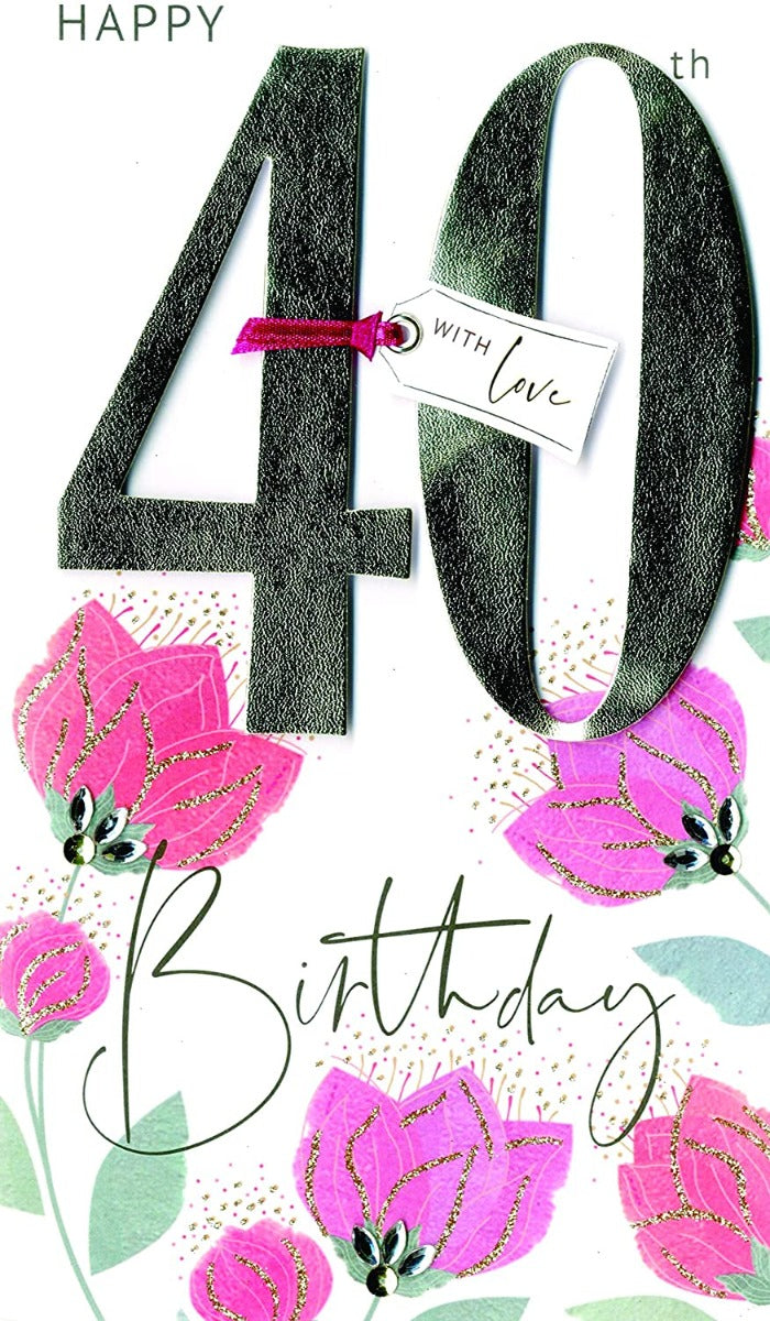 Champagne Flowers 40th Birthday Card
