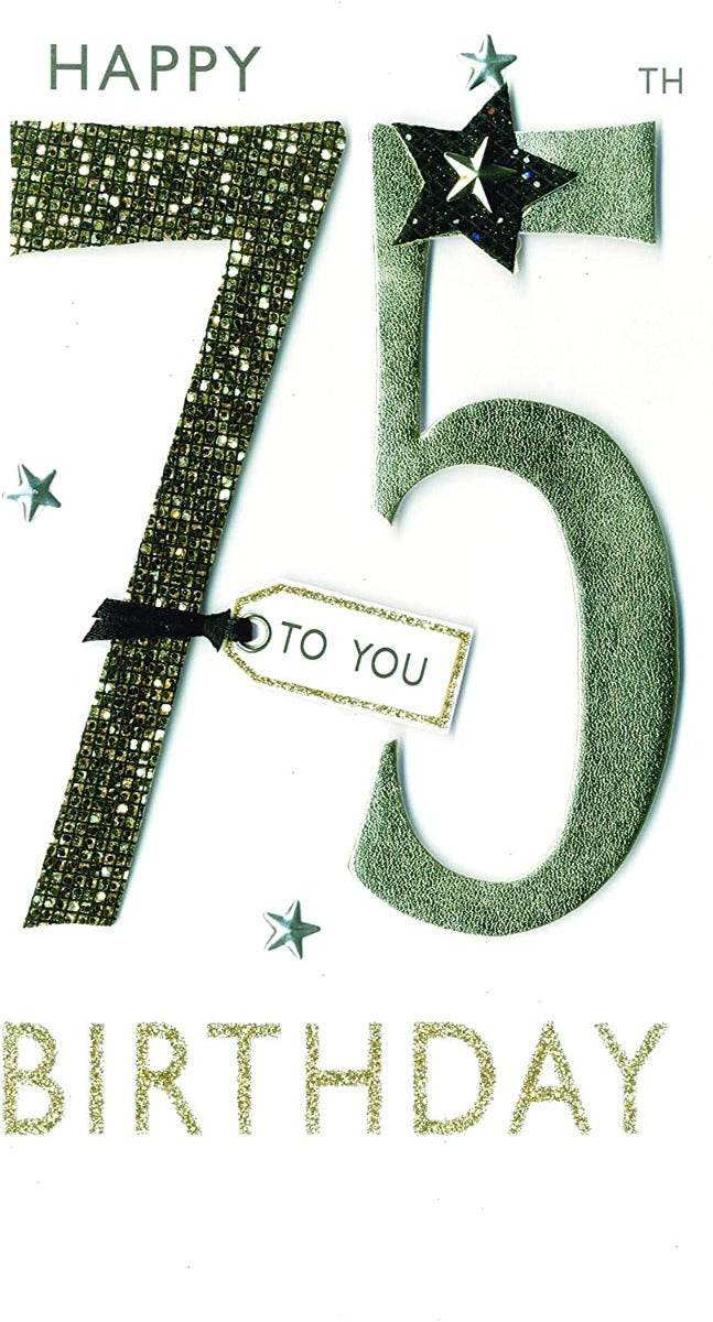 Champagne Happy 75th Birthday Card - House of Cards