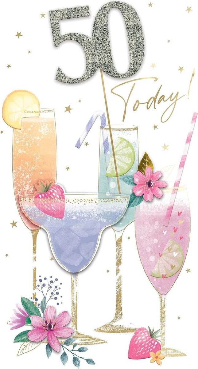 50th Cocktails Birthday Card - House of Cards