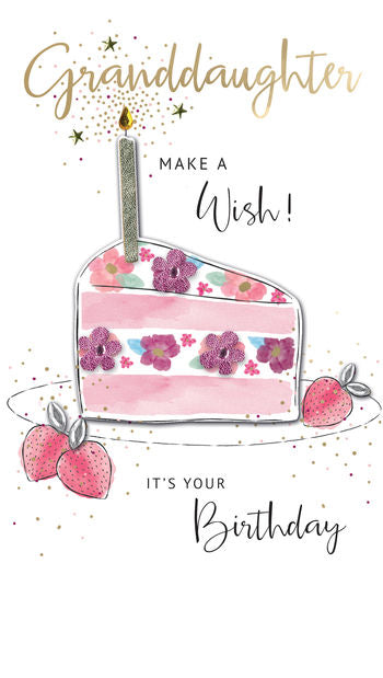 Champagne Granddaughter Cake Birthday Card