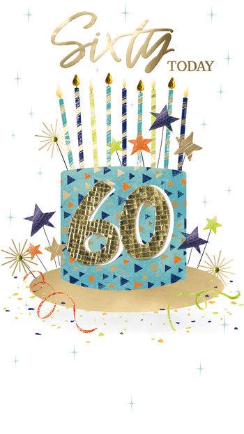 Champagne Cake 60th Birthday Card - House of Cards